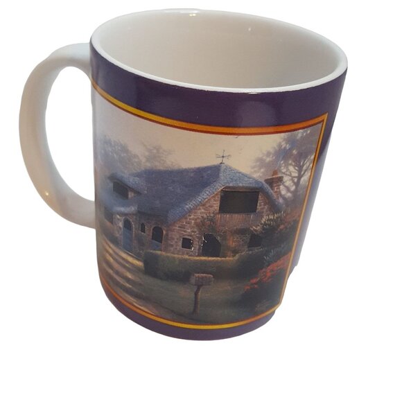 Vintage Thomas Kinkade Coffee Mug 12 oz Painter of Light Lilac Cottage 2001 - Picture 2 of 5